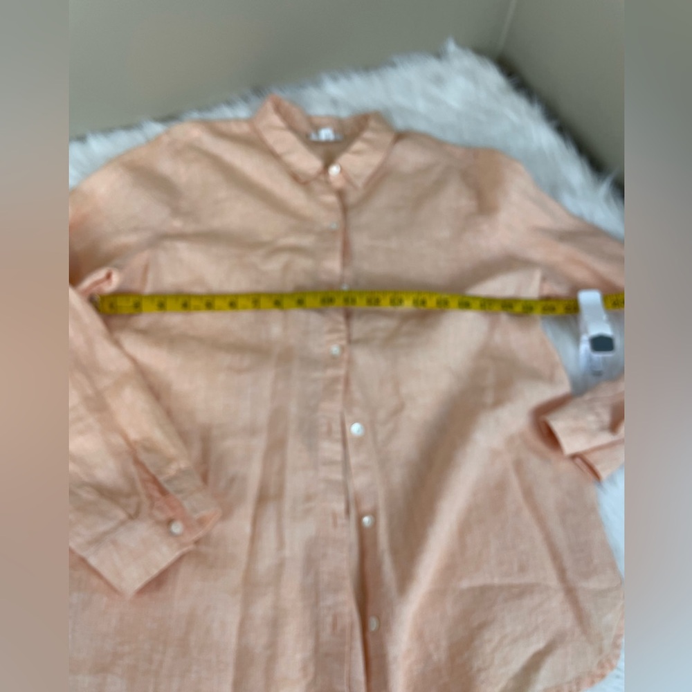J Jill Love Linen Peach Button-Up Shirt medium - Picture 8 of 12